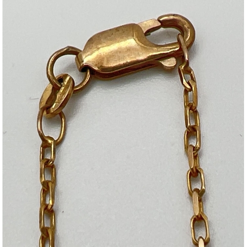 1081 - A 9ct gold 16 inch fine belcher chain necklace with lobster style clasp. Gold marks to clasp and fix... 