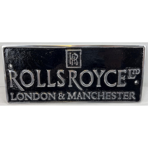 1327 - A painted aluminium Rolls Royce rectangular shaped wall plaque. With fixing holes. Approx. 10.5cm x ... 