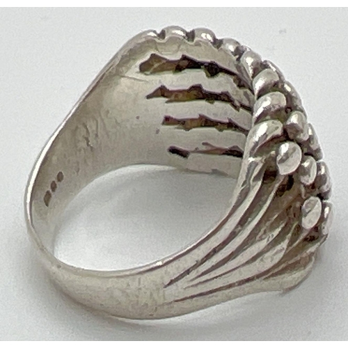 1163 - A vintage  silver keeper ring. Top of ring approx 1.5cm wide. Hallmarks to inside of band. Size R. T... 