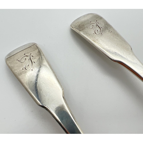 1215 - A pair of William Bateman Georgian silver ladles with engraved initial to handles. Hallmarked to rev... 