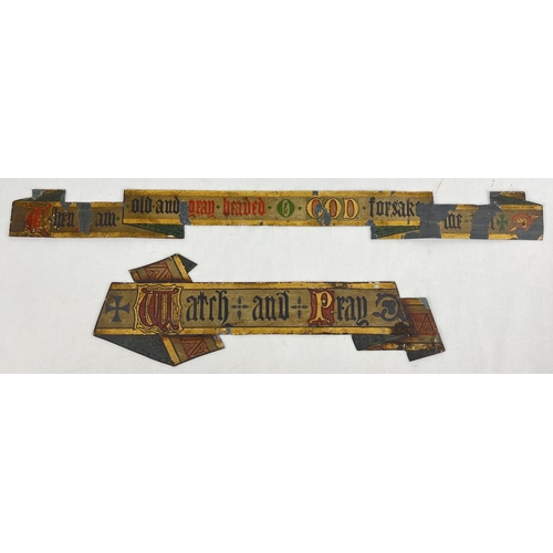 1253 - 2 vintage hand painted religious metal motif's. 