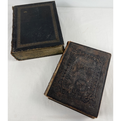 1301 - 2 leather bound antique family bibles. Holy Bible Old and New Testament by George . E. Eyre And Will... 