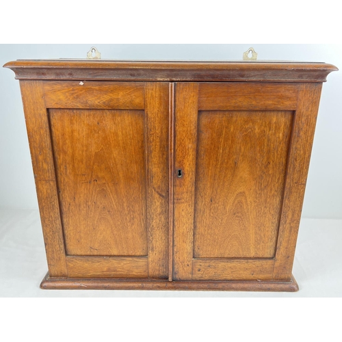 1394 - A vintage mahogany 2 door small wall hanging cupboard with adjustable interior shelf. approx. 49 x 6... 