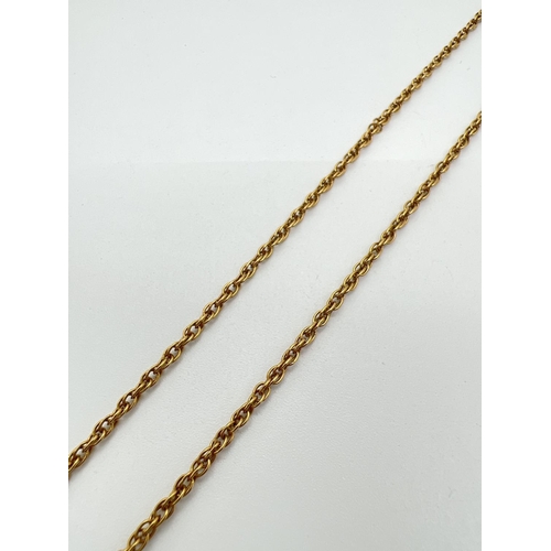 1186 - A 22 inch 9ct gold rope chain necklace with spring clasp. Gold marks to clasp. Total weight approx 6... 