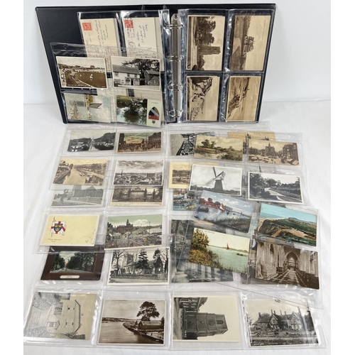 123 - An album containing 60 assorted Edwardian and vintage Norfolk postcards, to include RP's. Destinatio... 