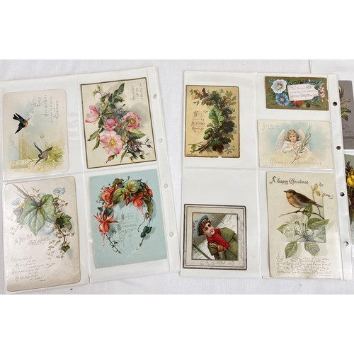 124 - An album containing 150+ late Victorian/Edwardian greetings cards and scraps.