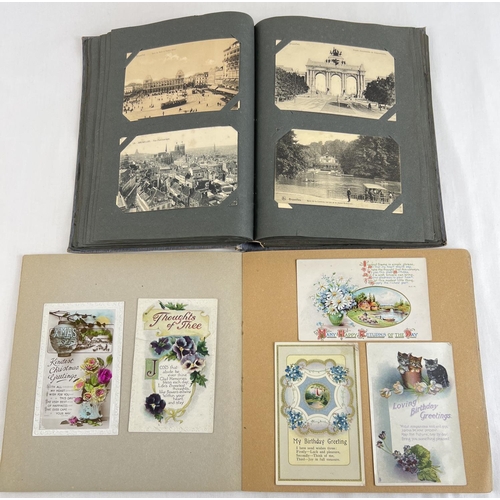 133 - 2 vintage albums containing Edwardian & vintage postcards & greetings cards. To include rural scenes... 