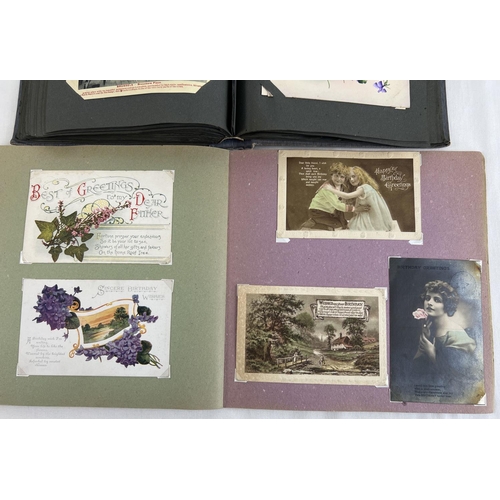 133 - 2 vintage albums containing Edwardian & vintage postcards & greetings cards. To include rural scenes... 