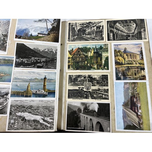 126 - 3 albums of Mid century postcards & ephemera of the overseas travel of a couple (cards stuck in). To... 