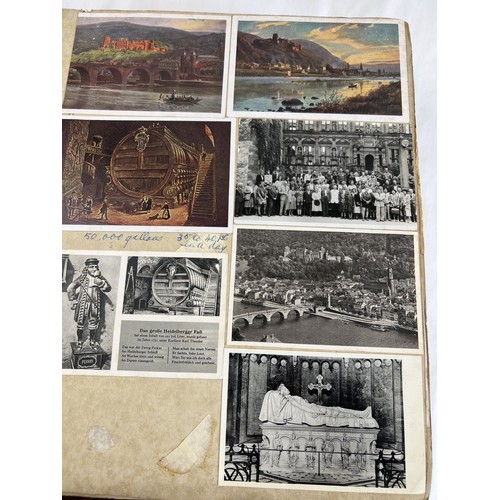 126 - 3 albums of Mid century postcards & ephemera of the overseas travel of a couple (cards stuck in). To... 