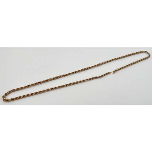 1069 - A 9ct gold rope style necklace with spring ring clasp - for scrap or repair. Total weight approx. 8g... 