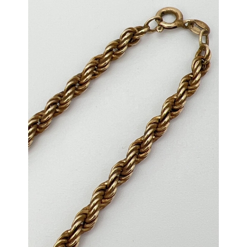 1069 - A 9ct gold rope style necklace with spring ring clasp - for scrap or repair. Total weight approx. 8g... 