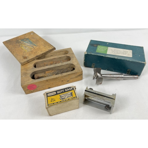 1329 - 3 vintage boxed tools. A General tools No.824 Butt gage, in very good condition, complete with origi... 