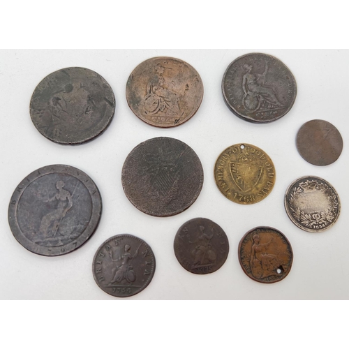 7 - A collection of Georgian coins, in varying conditions. To include George IV 1834 silver shilling, Ge... 