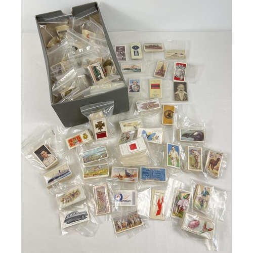 157 - A box of over 1500 assorted vintage cigarette cards, bagged into part sets. Mostly John Players & Wi... 