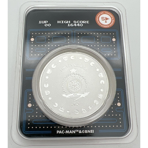 45 - A sealed 2 dollar colourised Pac-Man . 999 silver coin from the Island of Niue. In original blister ... 