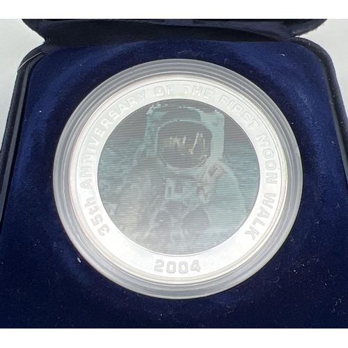 54 - A 2004  35th Anniversary of the Moon Landing silver proof collectors Australian 1 dollar coin. With ... 