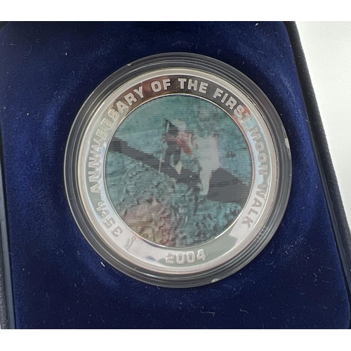 54 - A 2004  35th Anniversary of the Moon Landing silver proof collectors Australian 1 dollar coin. With ... 