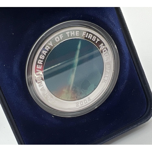 54 - A 2004  35th Anniversary of the Moon Landing silver proof collectors Australian 1 dollar coin. With ... 