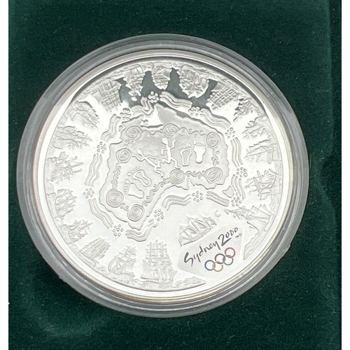 55 - A collectors silver proof 5 dollar coin produced for the 2000 Sydney Olympics. Complete with clear p... 