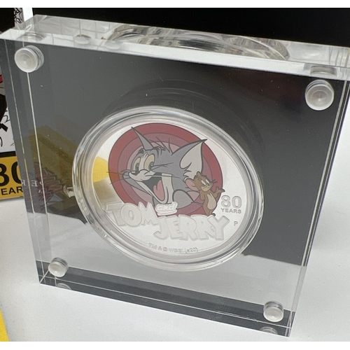 56 - A colourised 80th anniversary of Tom & Jerry silver proof 1oz Australian 1 dollar coin. Held within ... 