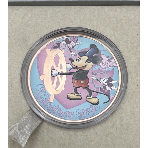 58 - A boxed 2017 collectors colourised Disney's Steamboat Willie 2 dollar silver proof coin. Issued by t... 