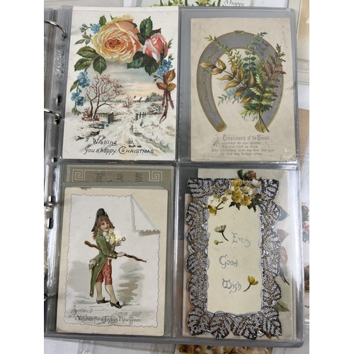 162 - An album containing 88 assorted Victorian & Edwardian greetings cards. In varying styles, sizes and ... 