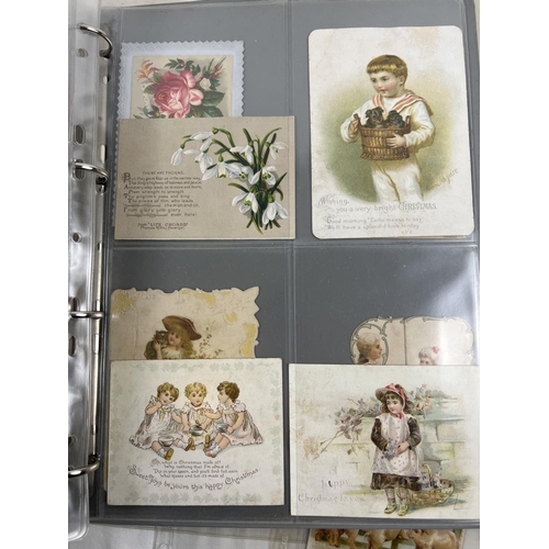 162 - An album containing 88 assorted Victorian & Edwardian greetings cards. In varying styles, sizes and ... 