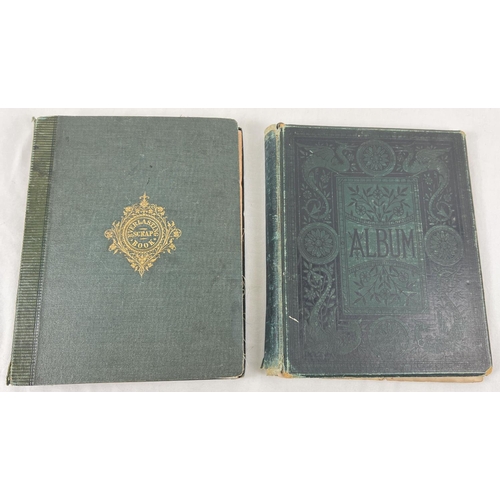 164 - 2 early 20th century green coloured scraps albums containing a quantity of assorted scraps and greet... 