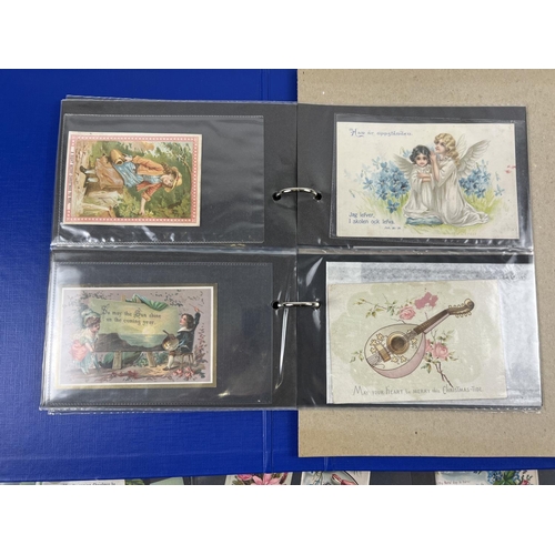 166 - An album containing 83 assorted Victorian & Edwardian greetings cards. In carded plastic wallets.