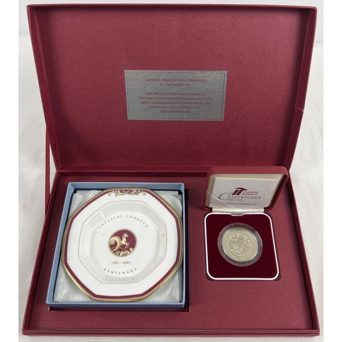 68 - A boxed Imperial Tobacco centenary coin/medal and dish set as gifted to employees in 2001. Box set c... 