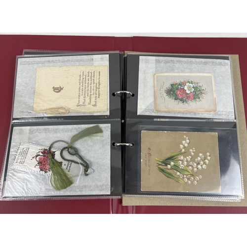 174 - 2 albums containing over 100 assorted Victorian & Edwardian greetings cards. In varying styles and s... 