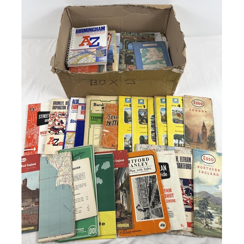 175 - A box of assorted vintage maps and travel brochures & leaflets. To include petroleum company maps: E... 