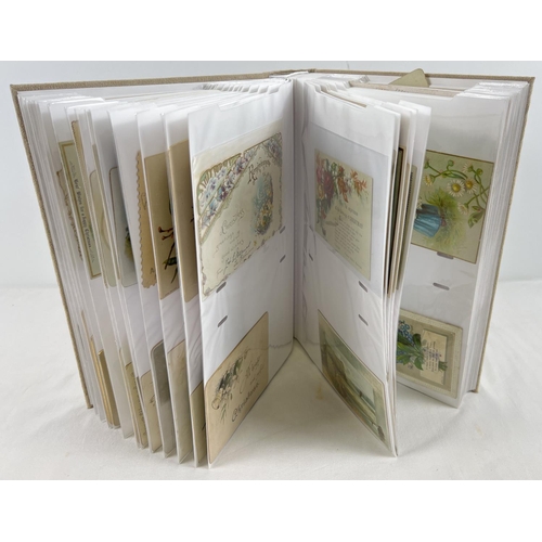 190 - A large album containing 163 assorted Victorian and Edwardian greetings cards. In varying shapes, st... 