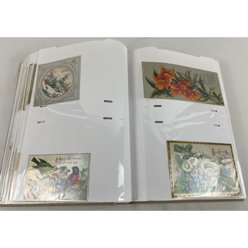 190 - A large album containing 163 assorted Victorian and Edwardian greetings cards. In varying shapes, st... 