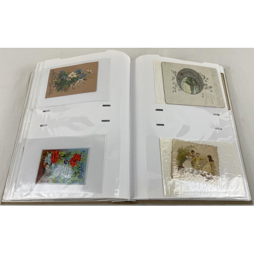 190 - A large album containing 163 assorted Victorian and Edwardian greetings cards. In varying shapes, st... 