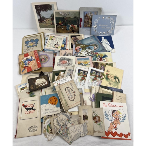 192 - A box of 150 assorted vintage greetings cards, in varying sizes and styles.