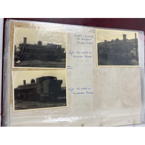 196 - 2 albums of vintage black and white photographs of steam trains.