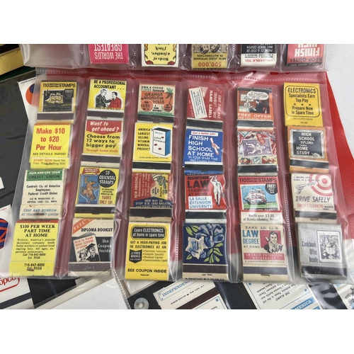 197 - Phillumeny Collection - 5 folders containing a quantity of assorted vintage matchbooks and matchbox ... 