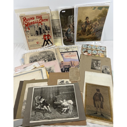 217 - A collection of assorted Victorian and vintage etchings, watercolours and prints. In varying sizes.