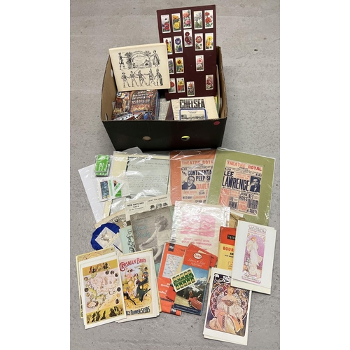 220 - A large box of assorted vintage ephemera to include maps, programmes, phone cards, advertising and p... 