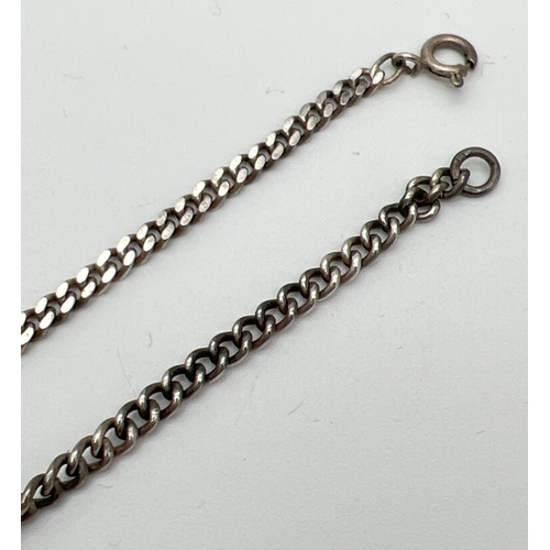 1086 - 2 silver vintage curb chain identity bracelets, one engraved 