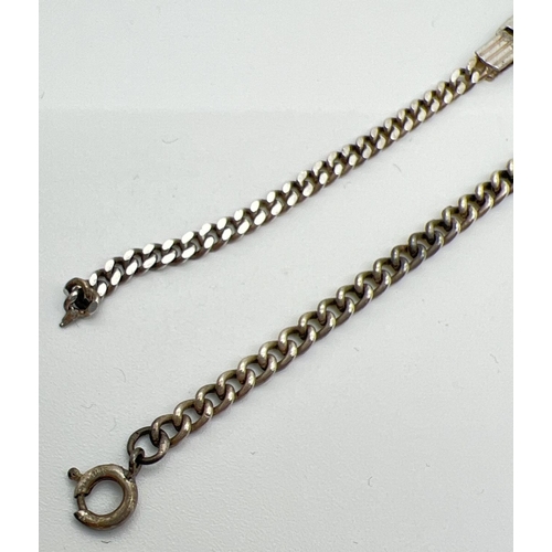 1086 - 2 silver vintage curb chain identity bracelets, one engraved 