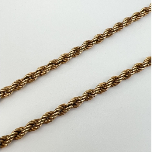 1090 - A 9ct gold rope style necklace with spring ring clasp - for scrap or repair. Total weight approx. 8g... 