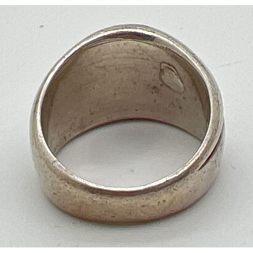 1024 - A modern contemporary design dome style silver dress ring. Hallmarked for Edinburgh 1998. Hallmarks ... 