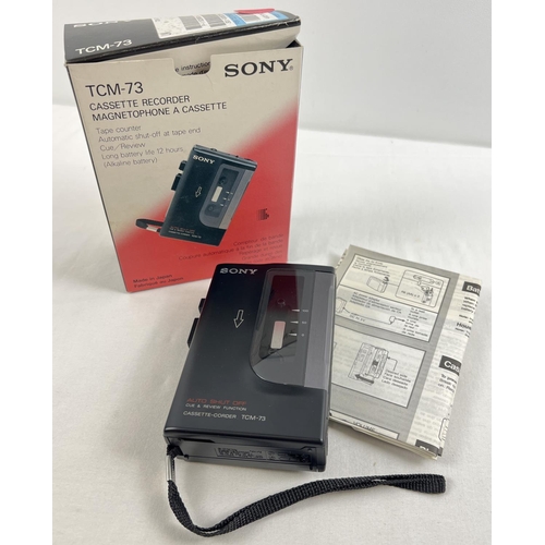 1264 - A boxed Sony TCM-73 cassette recorder, in excellent working condition. Complete with instructions, o... 