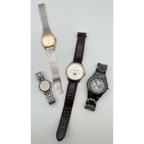 1108 - 4 wristwatches in various styles and conditions. A chronograph style by Massimo Dutti, a ladies stai... 