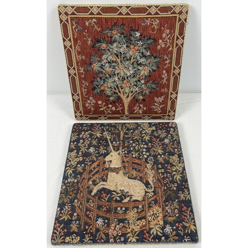 1270 - A pair of mounted fine needlepoint tapestries of 15th century Medieval designs. The Captive Unicorn ... 