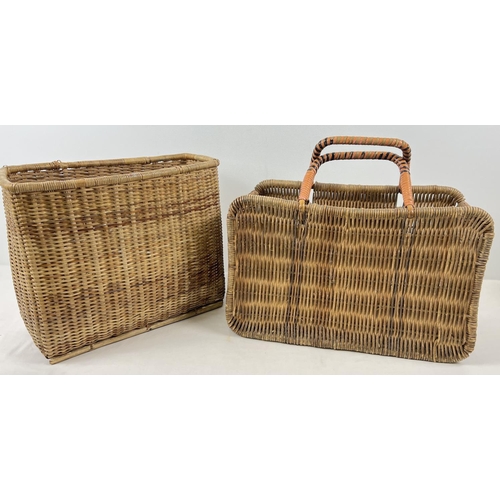 1274 - A vintage woven cane shopping bag/basket together with a woven wicker storage basket. Bag approx. 24... 