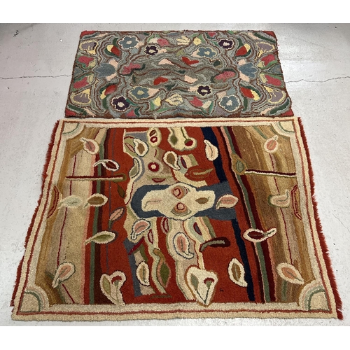 1279 - Two vintage rugs, one a rag rug. Both with floral decoration. Largest rug has fringe detail to ends.... 